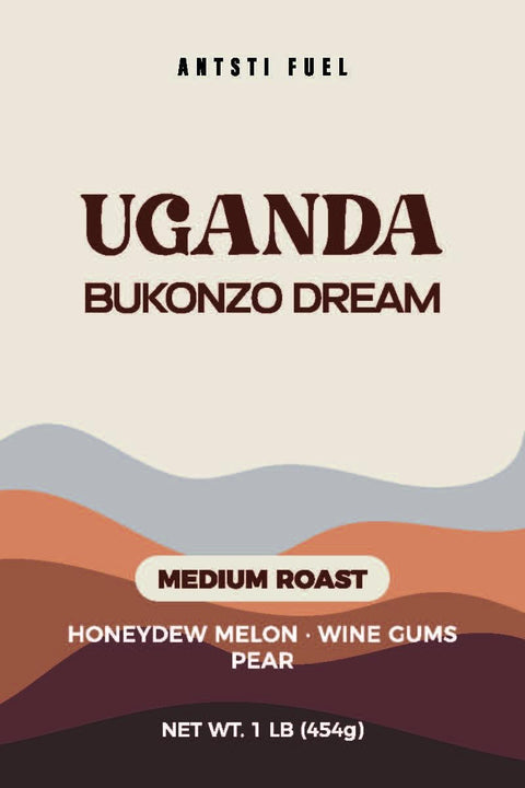 Antsti Fuel Uganda Bukonzo Dream Natural Coffee Beans, Medium Roast, Whole Bean, 1 lb
