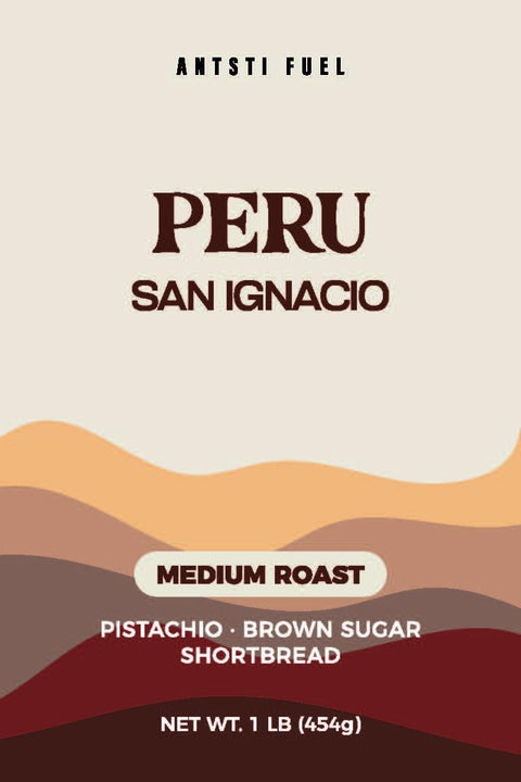 Antsti Fuel Peru San Ignacio Washed Coffee Beans, Medium Roast, Whole Bean, 1 lb