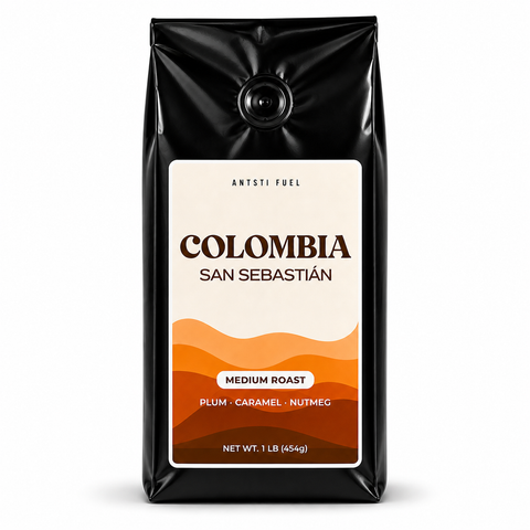 Antsti Fuel Colombia San Sebastián Washed Coffee Beans, Medium Roast, Whole Bean, 1 lb