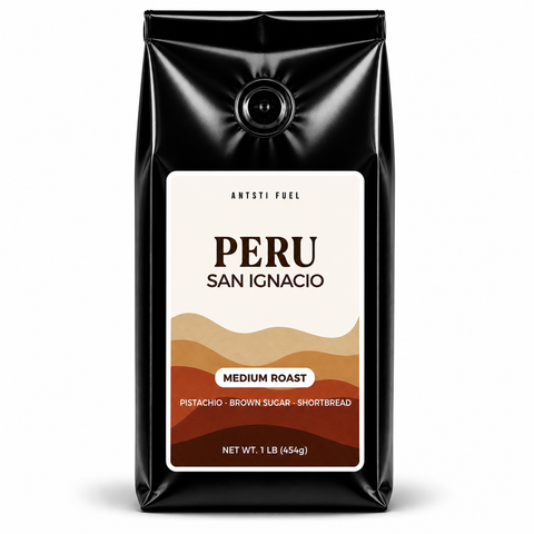 Antsti Fuel Peru San Ignacio Washed Coffee Beans, Medium Roast, Whole Bean, 1 lb