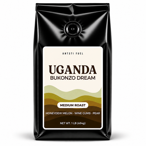 Antsti Fuel Uganda Bukonzo Dream Natural Coffee Beans, Medium Roast, Whole Bean, 1 lb
