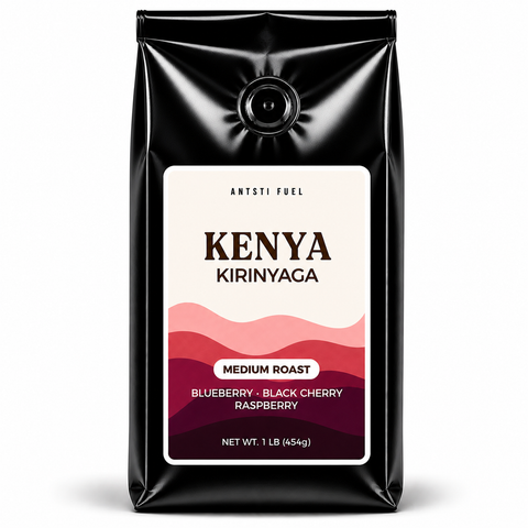 Antsti Fuel Kenya Washed Coffee Beans, Medium Roast, Whole Bean, 1 lb