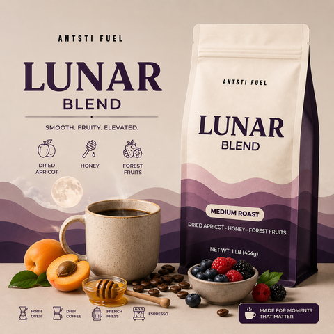 Antsti Fuel Lunar Blend Coffee Beans, Medium Roast, Whole Bean, 1 lb