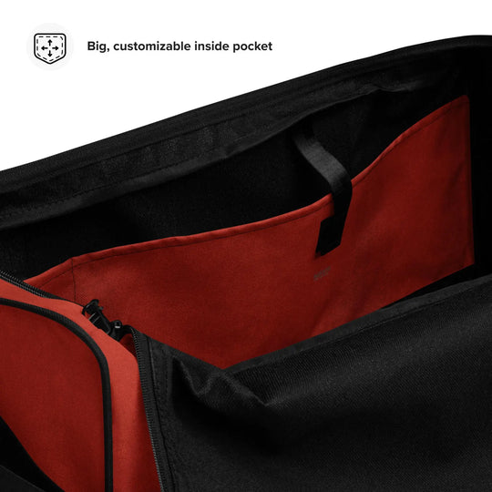 Beware the Dragon Duffle Bag – Vintage-Inspired Red and Black, Travel, Gym & Sports Bag