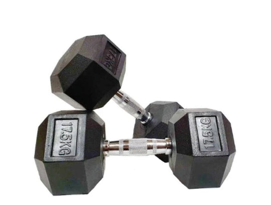 Hex Dumbbells – Rubber Encased Cast Iron (Pair)