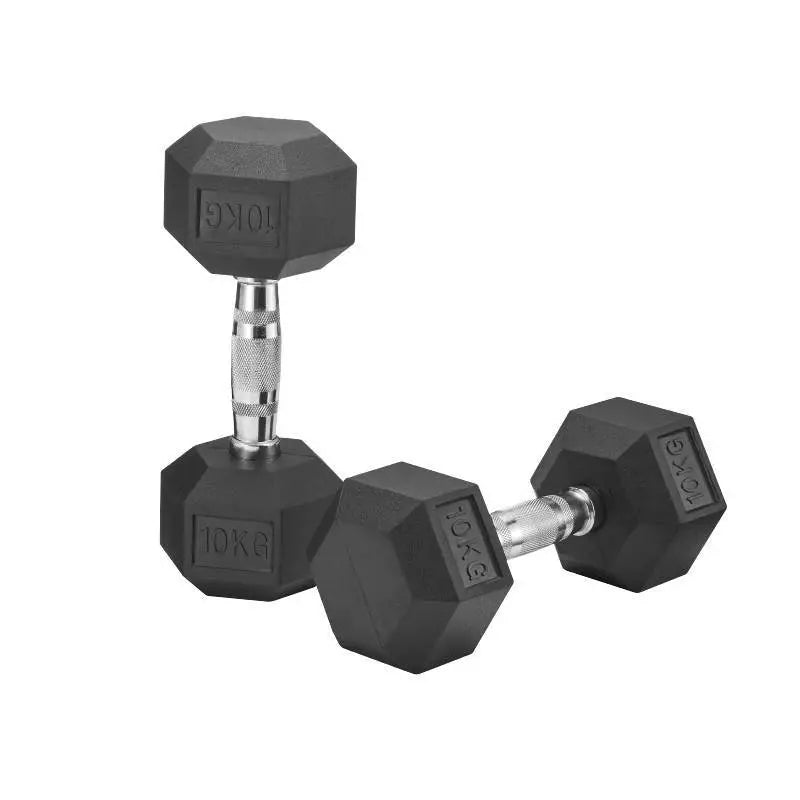 Hex Dumbbells – Rubber Encased Cast Iron (Pair)