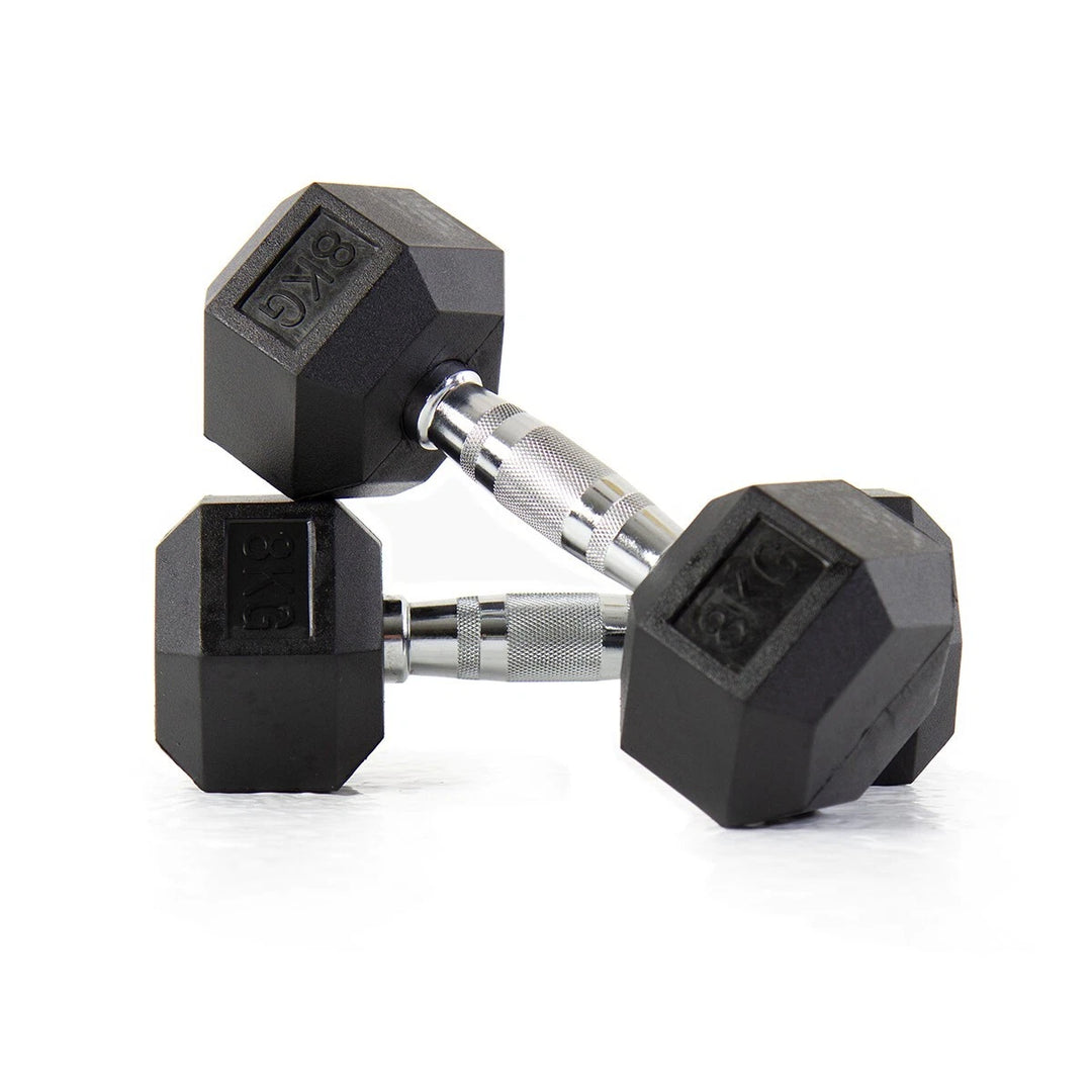 Hex Dumbbells – Rubber Encased Cast Iron (Pair)