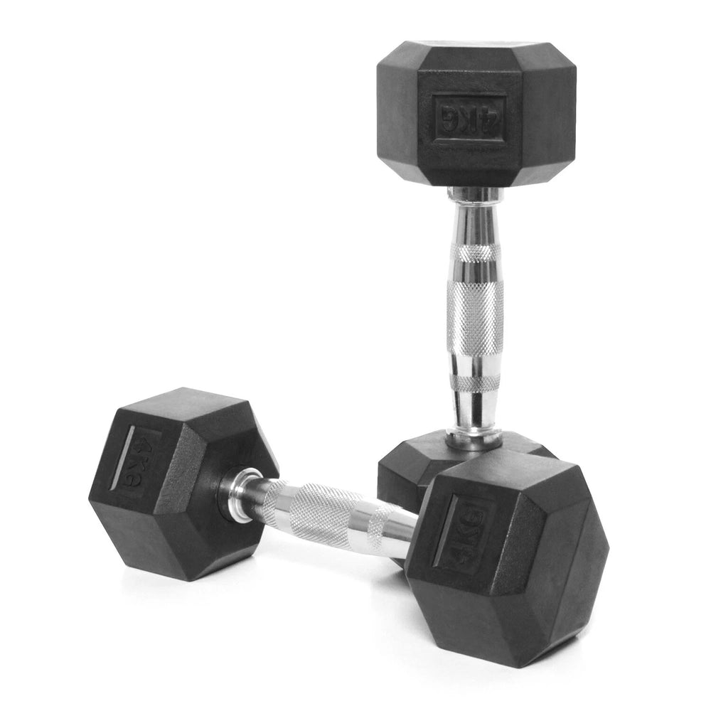 Hex Dumbbells – Rubber Encased Cast Iron (Pair)