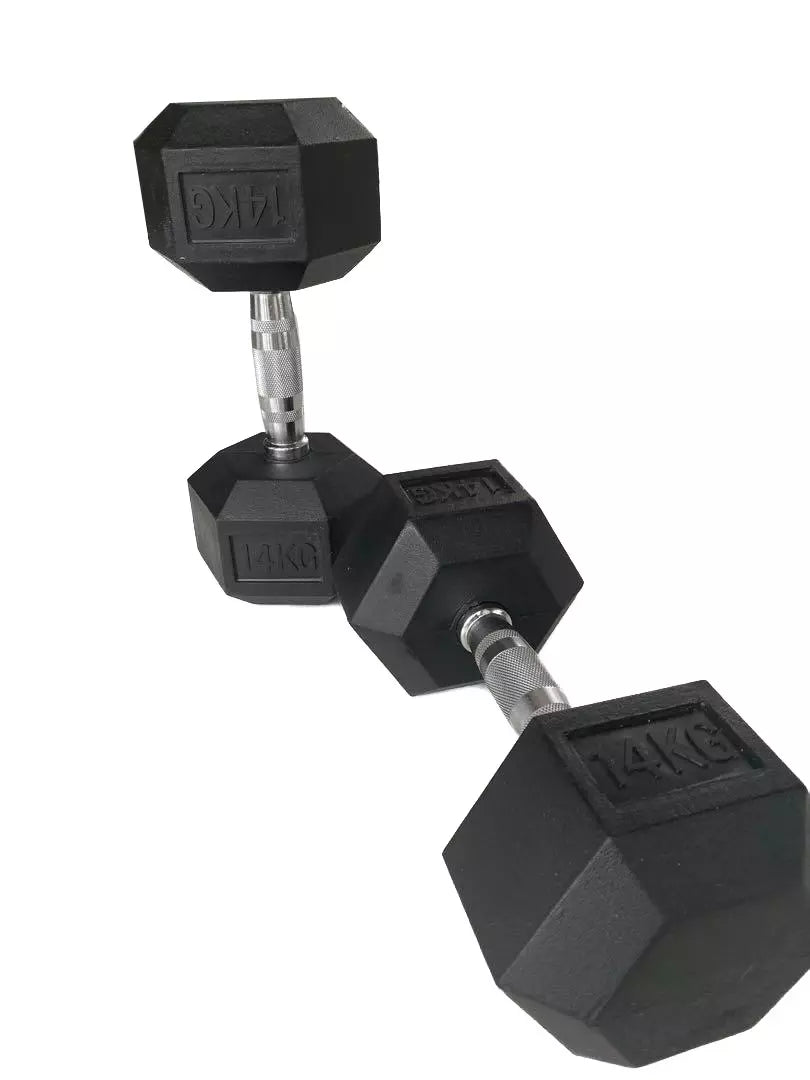 Hex Dumbbells – Rubber Encased Cast Iron (Pair)