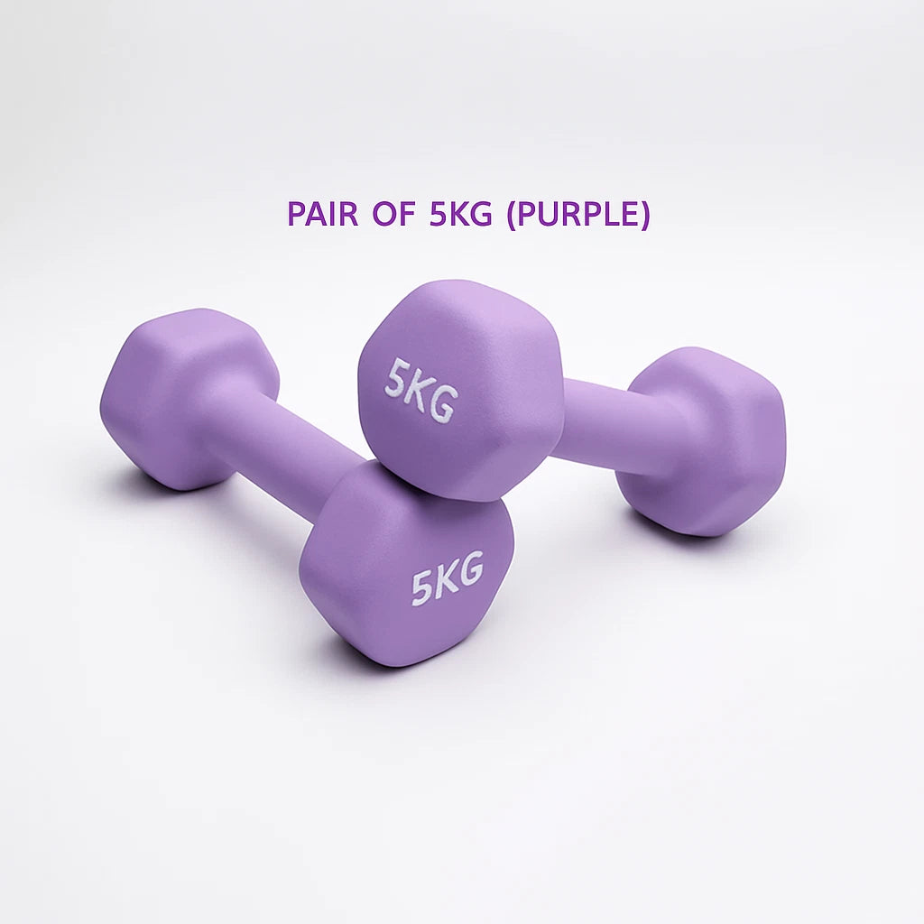 Neoprene Dumbbell Pair – Cast Iron Core, Non-Slip Grip (Various Weights)