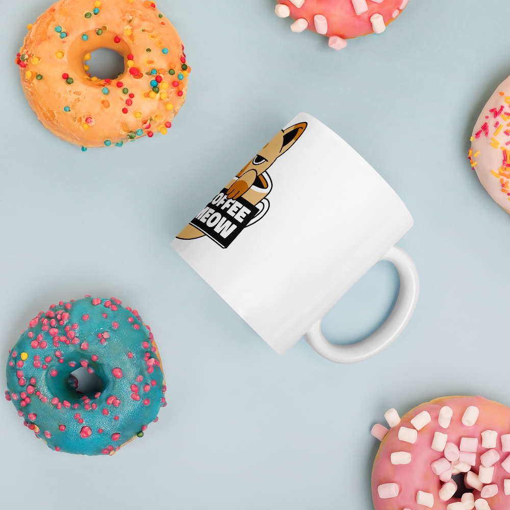 Funny Cat Coffee Mug – “I Need Coffee Right Meow” – Grumpy Cat White Glossy Mug – Cute Gift for Cat Lovers – 11oz/15oz/20oz