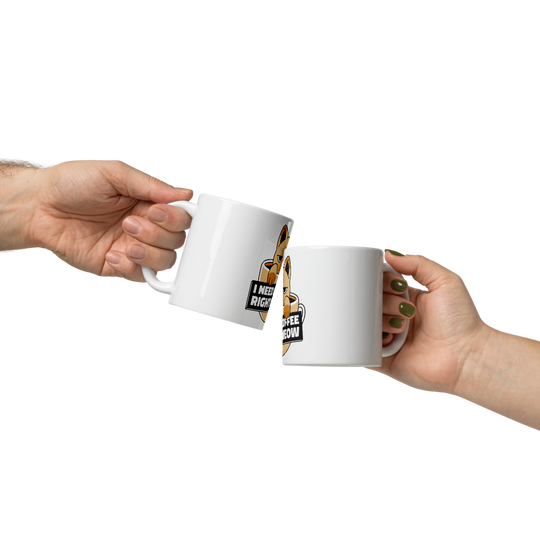 Funny Cat Coffee Mug – “I Need Coffee Right Meow” – Grumpy Cat White Glossy Mug – Cute Gift for Cat Lovers – 11oz/15oz/20oz