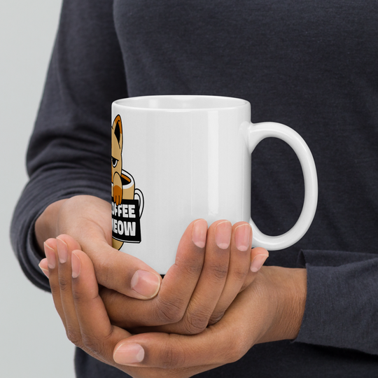 Funny Cat Coffee Mug – “I Need Coffee Right Meow” – Grumpy Cat White Glossy Mug – Cute Gift for Cat Lovers – 11oz/15oz/20oz