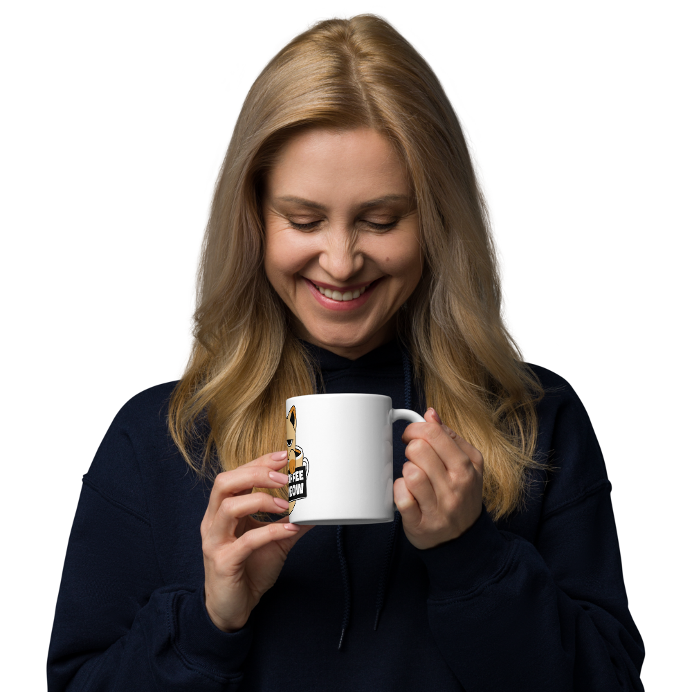 Funny Cat Coffee Mug – “I Need Coffee Right Meow” – Grumpy Cat White Glossy Mug – Cute Gift for Cat Lovers – 11oz/15oz/20oz
