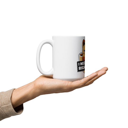 Funny Cat Coffee Mug – “I Need Coffee Right Meow” – Grumpy Cat White Glossy Mug – Cute Gift for Cat Lovers – 11oz/15oz/20oz