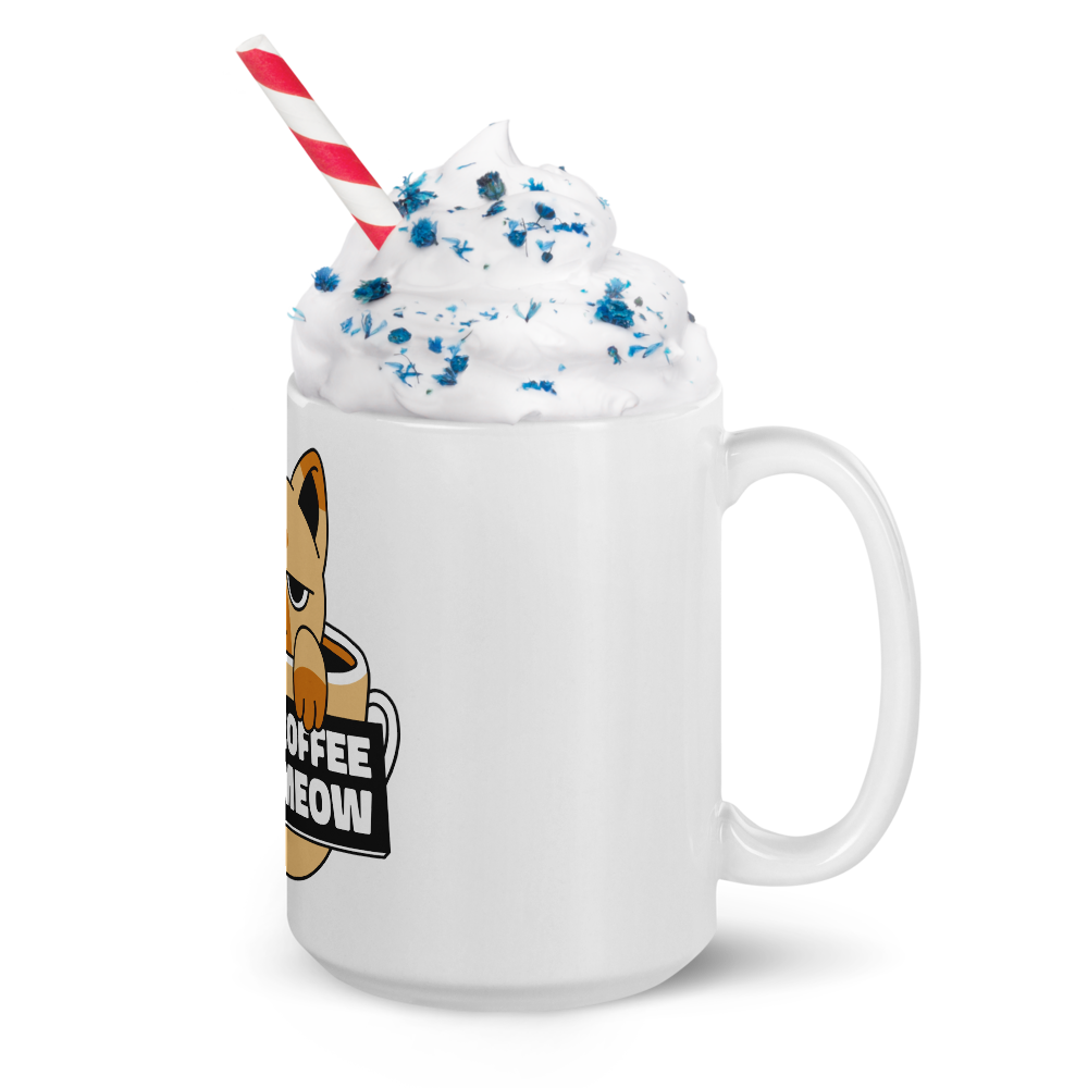 Funny Cat Coffee Mug – “I Need Coffee Right Meow” – Grumpy Cat White Glossy Mug – Cute Gift for Cat Lovers – 11oz/15oz/20oz