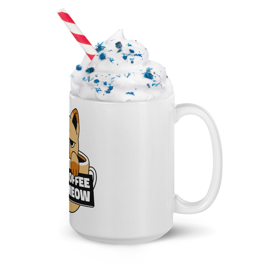Funny Cat Coffee Mug – “I Need Coffee Right Meow” – Grumpy Cat White Glossy Mug – Cute Gift for Cat Lovers – 11oz/15oz/20oz