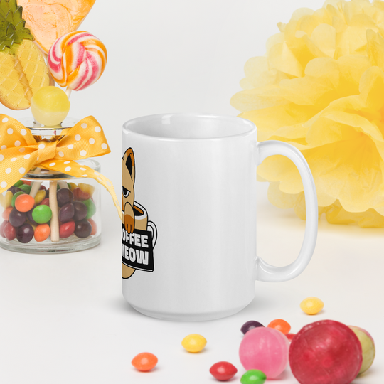 Funny Cat Coffee Mug – “I Need Coffee Right Meow” – Grumpy Cat White Glossy Mug – Cute Gift for Cat Lovers – 11oz/15oz/20oz