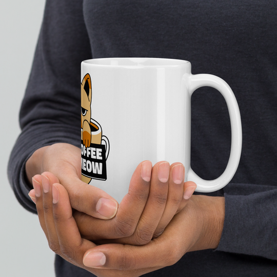 Funny Cat Coffee Mug – “I Need Coffee Right Meow” – Grumpy Cat White Glossy Mug – Cute Gift for Cat Lovers – 11oz/15oz/20oz