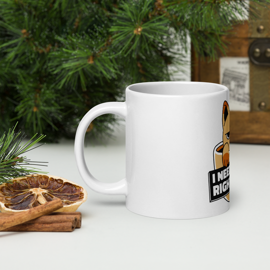 Funny Cat Coffee Mug – “I Need Coffee Right Meow” – Grumpy Cat White Glossy Mug – Cute Gift for Cat Lovers – 11oz/15oz/20oz