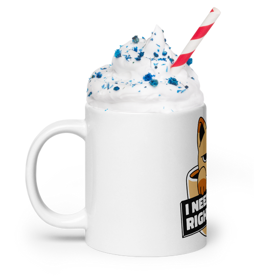 Funny Cat Coffee Mug – “I Need Coffee Right Meow” – Grumpy Cat White Glossy Mug – Cute Gift for Cat Lovers – 11oz/15oz/20oz