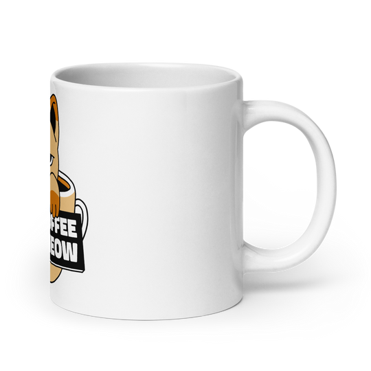 Funny Cat Coffee Mug – “I Need Coffee Right Meow” – Grumpy Cat White Glossy Mug – Cute Gift for Cat Lovers – 11oz/15oz/20oz
