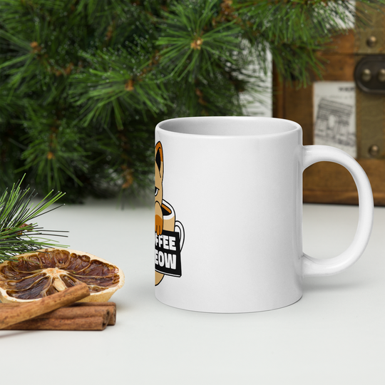 Funny Cat Coffee Mug – “I Need Coffee Right Meow” – Grumpy Cat White Glossy Mug – Cute Gift for Cat Lovers – 11oz/15oz/20oz