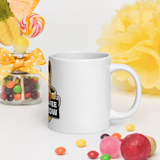 Funny Cat Coffee Mug – “I Need Coffee Right Meow” – Grumpy Cat White Glossy Mug – Cute Gift for Cat Lovers – 11oz/15oz/20oz