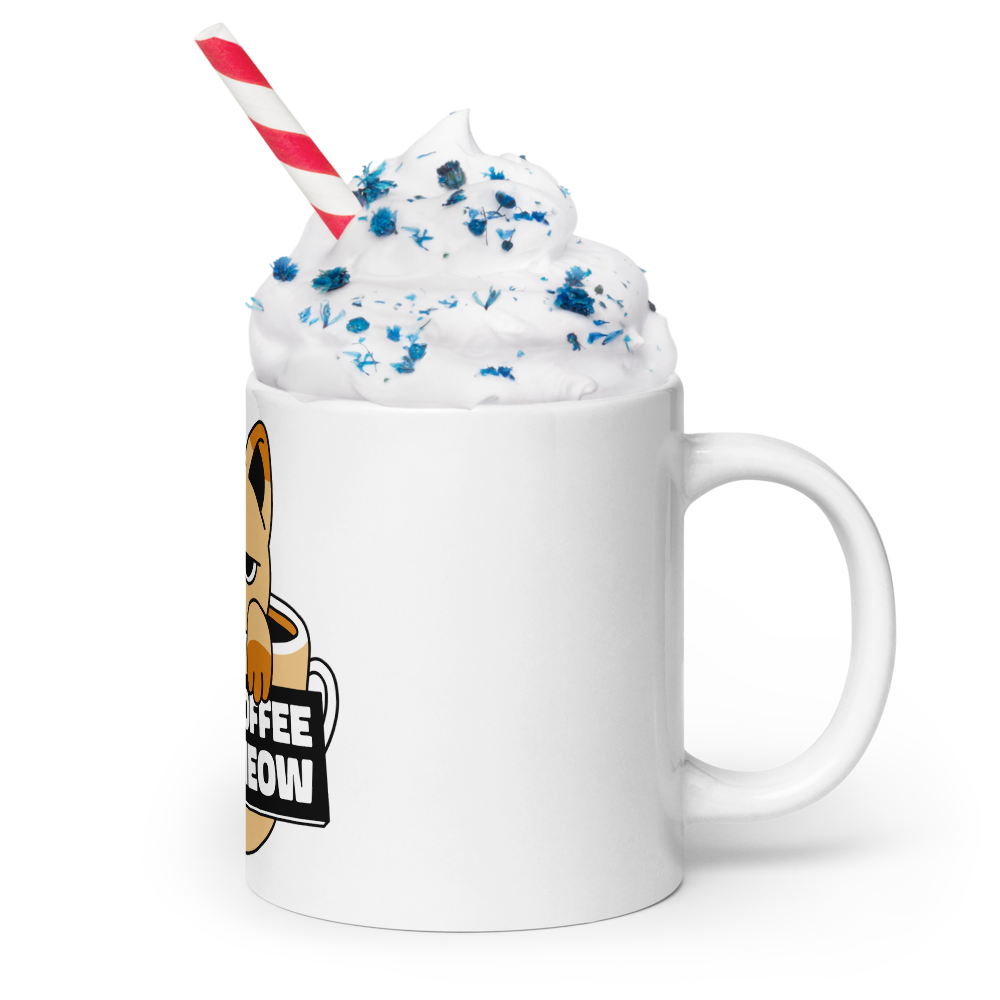 Funny Cat Coffee Mug – “I Need Coffee Right Meow” – Grumpy Cat White Glossy Mug – Cute Gift for Cat Lovers – 11oz/15oz/20oz