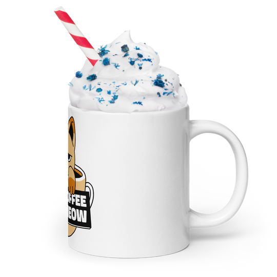 Funny Cat Coffee Mug – “I Need Coffee Right Meow” – Grumpy Cat White Glossy Mug – Cute Gift for Cat Lovers – 11oz/15oz/20oz