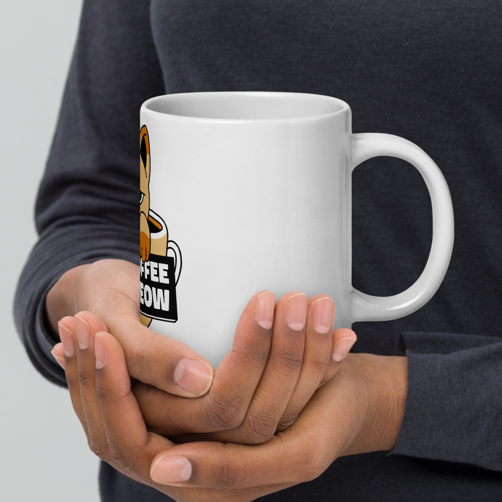 Funny Cat Coffee Mug – “I Need Coffee Right Meow” – Grumpy Cat White Glossy Mug – Cute Gift for Cat Lovers – 11oz/15oz/20oz