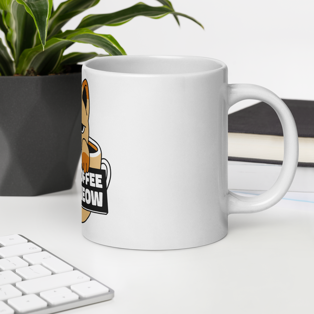 Funny Cat Coffee Mug – “I Need Coffee Right Meow” – Grumpy Cat White Glossy Mug – Cute Gift for Cat Lovers – 11oz/15oz/20oz