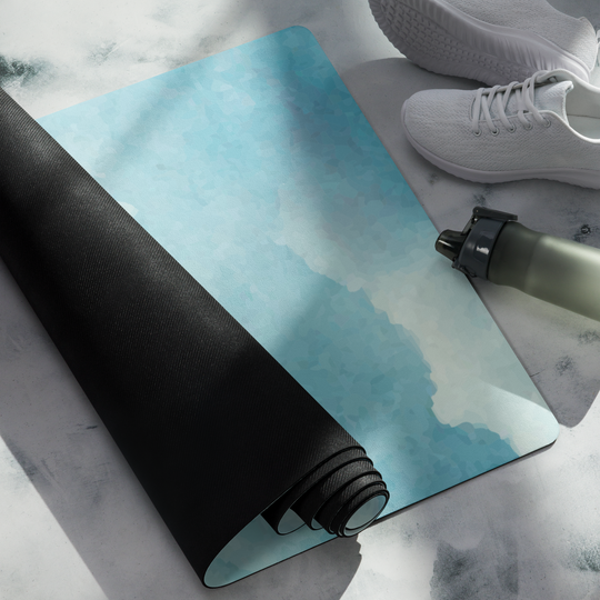 Blue Watercolor Yoga Mat – Dripping Smiley Face Design | Antsti Fuel