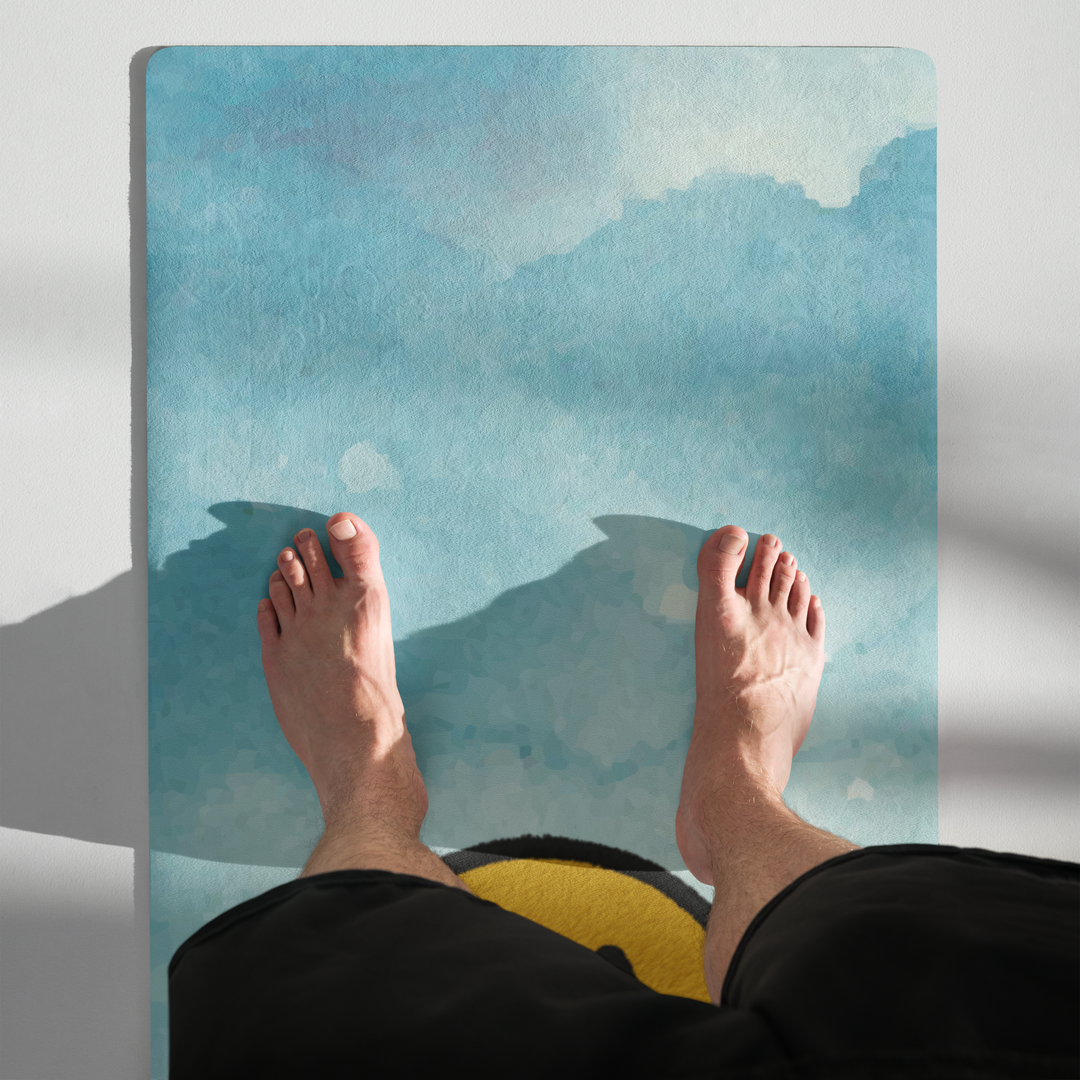 Blue Watercolor Yoga Mat – Dripping Smiley Face Design | Antsti Fuel