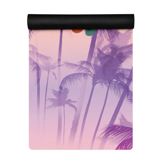 Sunset Palm Yoga Mat – Dripping Smiley Face Design | Antsti Fuel