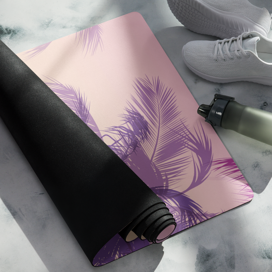 Sunset Palm Yoga Mat – Dripping Smiley Face Design | Antsti Fuel