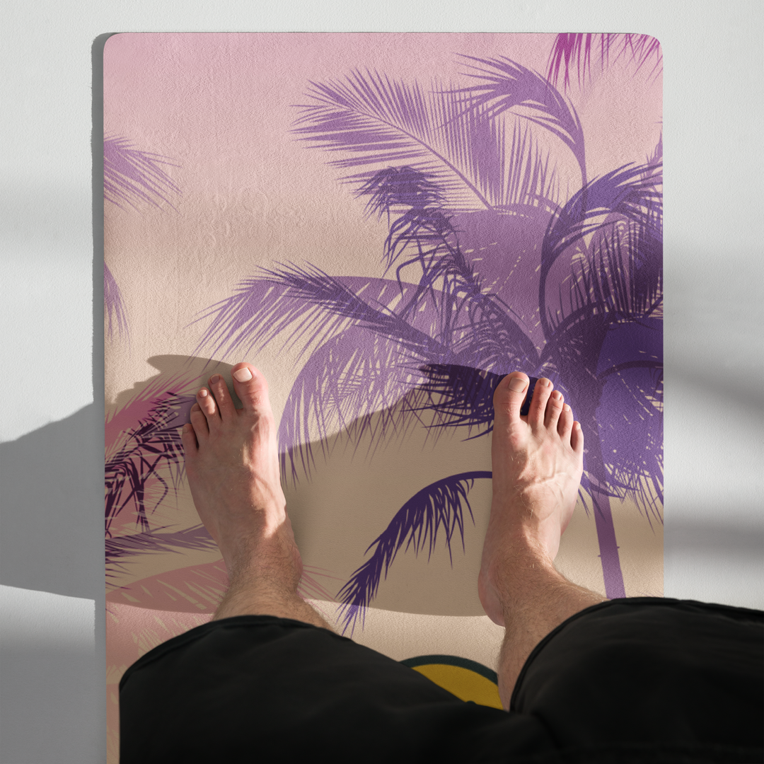 Sunset Palm Yoga Mat – Dripping Smiley Face Design | Antsti Fuel